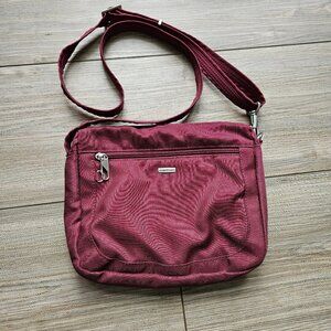 Travelon Red Wine Crossbody Purse Bag With Silver Hardward